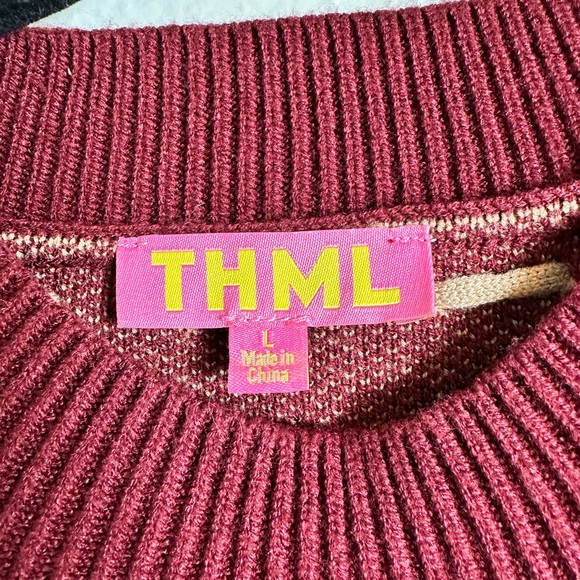 THML Burgundy Horse Sweater Vest Size L Equestrian Cottagecore - Picture 4 of 6